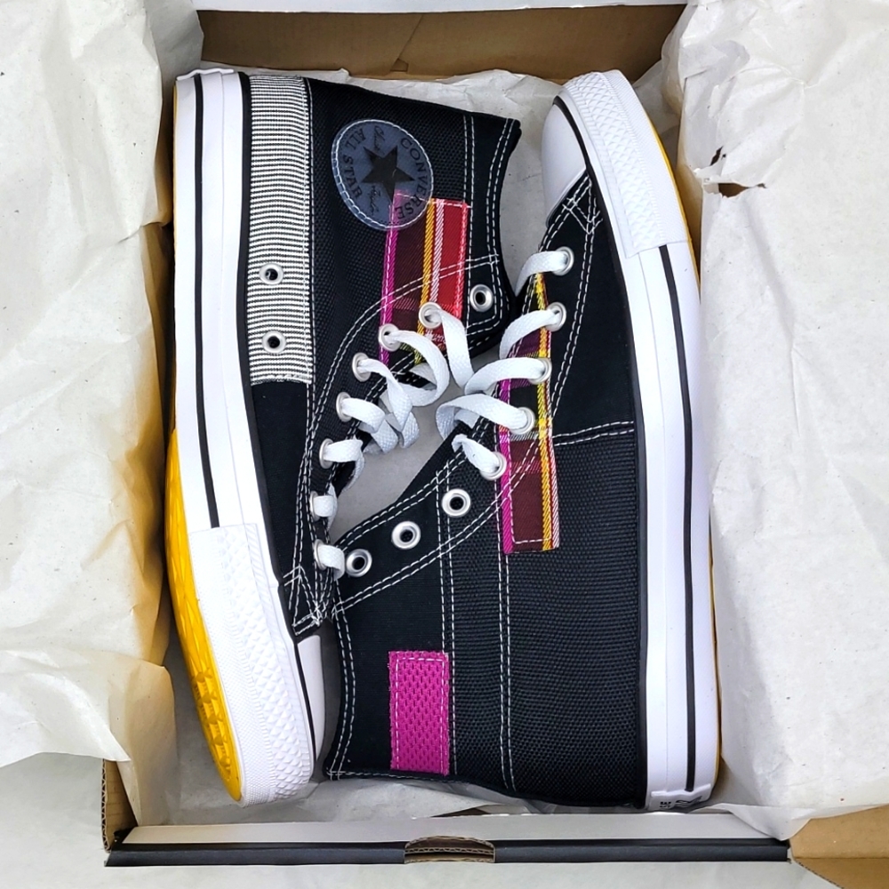 Converse Mens CTAS Hi Hacked Fashion 168745C Black/White size Men 8.5/Wom 10.5